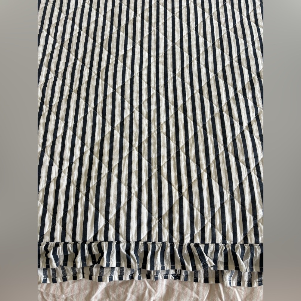 Southern Tide Navy and White Striped Quilt